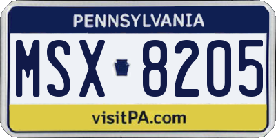 PA license plate MSX8205