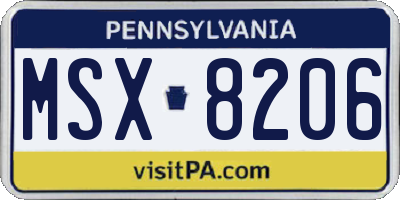PA license plate MSX8206