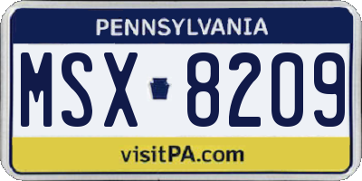 PA license plate MSX8209