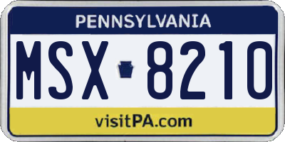 PA license plate MSX8210