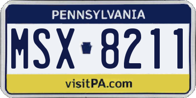 PA license plate MSX8211