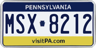 PA license plate MSX8212
