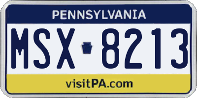 PA license plate MSX8213