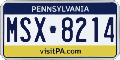 PA license plate MSX8214