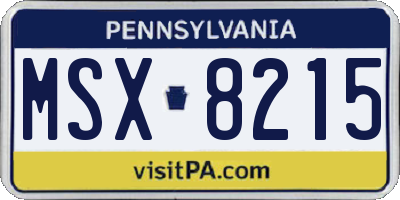 PA license plate MSX8215