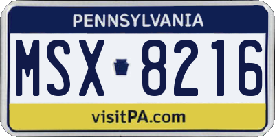 PA license plate MSX8216