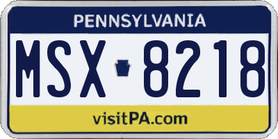 PA license plate MSX8218