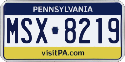 PA license plate MSX8219