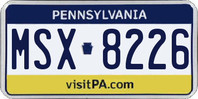 PA license plate MSX8226