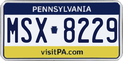PA license plate MSX8229