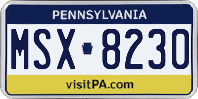 PA license plate MSX8230