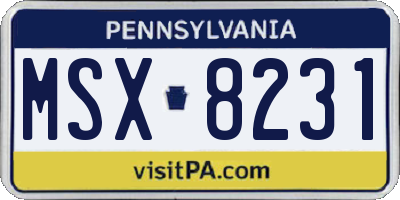 PA license plate MSX8231