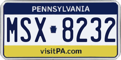 PA license plate MSX8232