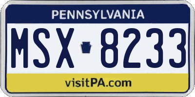 PA license plate MSX8233