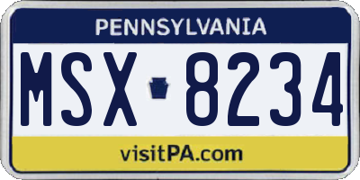 PA license plate MSX8234