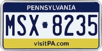 PA license plate MSX8235
