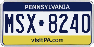 PA license plate MSX8240