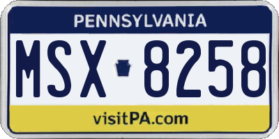 PA license plate MSX8258