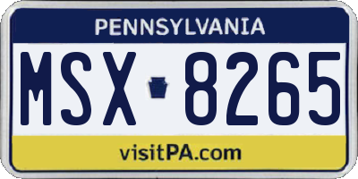 PA license plate MSX8265