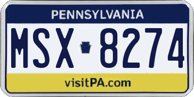 PA license plate MSX8274