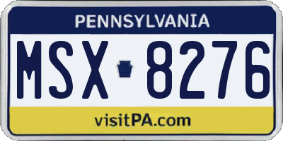 PA license plate MSX8276