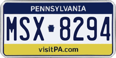 PA license plate MSX8294