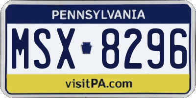 PA license plate MSX8296