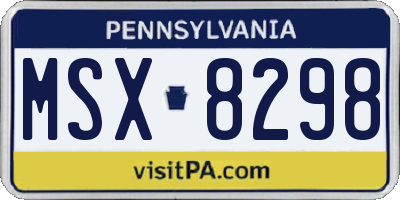 PA license plate MSX8298