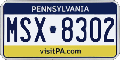 PA license plate MSX8302