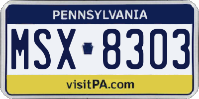 PA license plate MSX8303