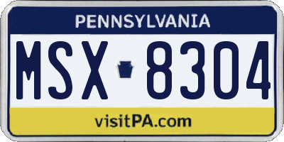 PA license plate MSX8304