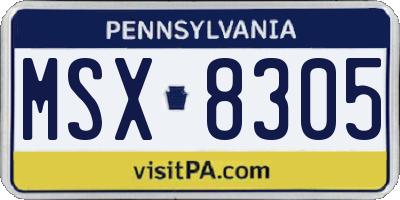 PA license plate MSX8305