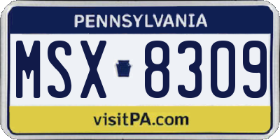 PA license plate MSX8309