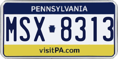PA license plate MSX8313