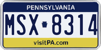 PA license plate MSX8314