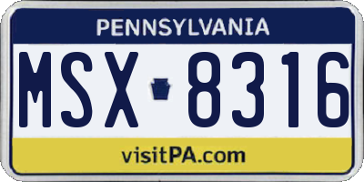 PA license plate MSX8316