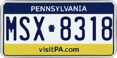 PA license plate MSX8318