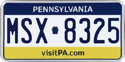 PA license plate MSX8325