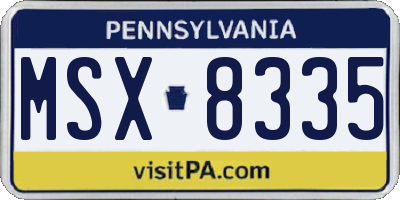 PA license plate MSX8335
