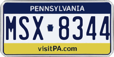 PA license plate MSX8344