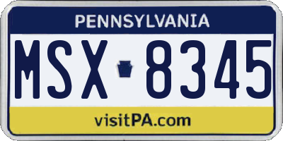 PA license plate MSX8345
