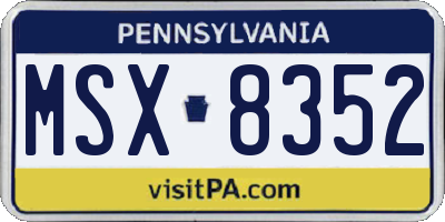 PA license plate MSX8352