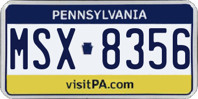 PA license plate MSX8356