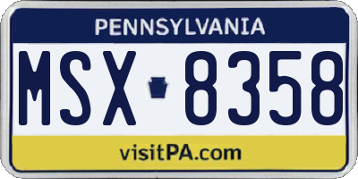 PA license plate MSX8358