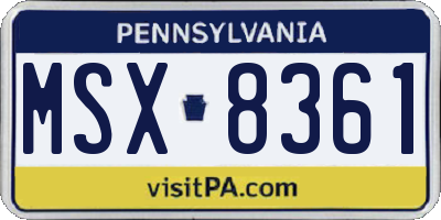 PA license plate MSX8361