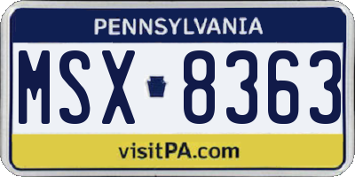 PA license plate MSX8363