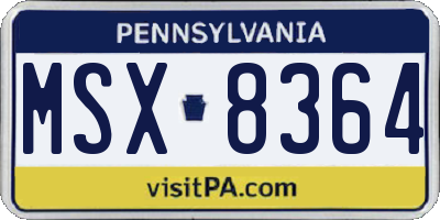 PA license plate MSX8364