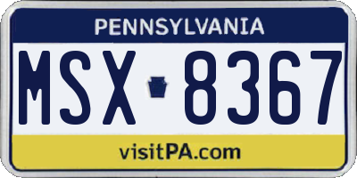 PA license plate MSX8367