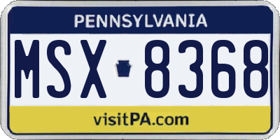 PA license plate MSX8368