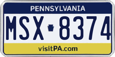 PA license plate MSX8374